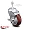 Service Caster 4 Inch Maroon Polyurethane Wheel Swivel 3/8 Inch Threaded Stem Caster with Brake SCC-TS20S414-PPUB-MRN-TLB-381615 - alternate 1
